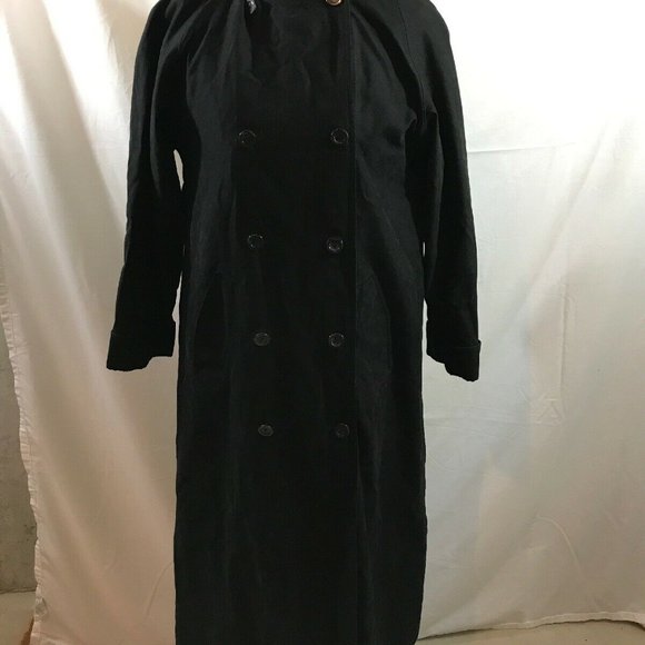 Saks Fifth Avenue dbl breasted black trench coat - Picture 2 of 7